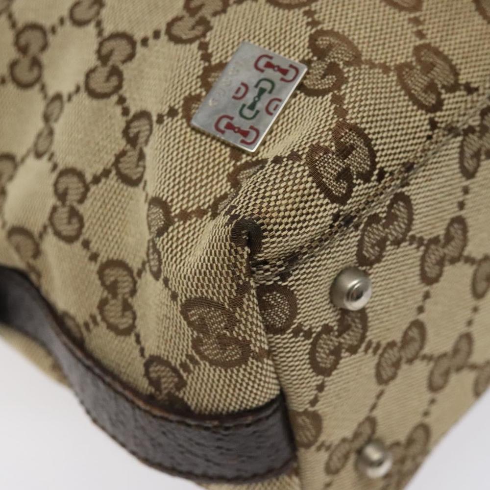 GUCCI GG Canvas Web Sherry Line Hand Bag Beige Silver 145759 Auth 119676 - Picture 8 of 16